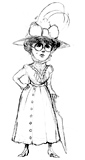 ‘Miss Prim’  Coloring page of an elegant old-fashioned lady.
